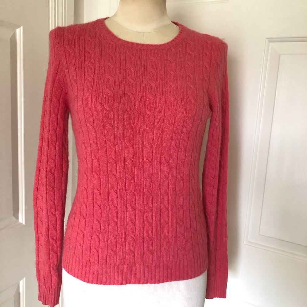 J Crew Pink Cable Crewneck Sweater - Picture 2 of 8